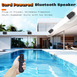 ZYUWM 400W AC-Powered Outdoor Bluetooth Speakers | Wireless Sync 100+ Speakers | IPX5 Waterproof Wall Mount | for Party, Patio, Porch, Garage (Pair, Black)
