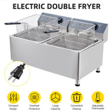 GAOMON 22 Liter Electric Fryer with Basket & Lid, 23.2QT Dual Tank Deep Fryers for Restaurant Home Use, Adjustable Temperature