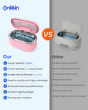 onlikin 35W Ultrasonic Jewelry Cleaner, 45KHz Retainer Cleaner for Jewelry, 5 Timer & 3 Power Modes, Eyeglasses, Rings, Watch Strap, Dentures - 20oz, 304 Stainless Steel Tank, Quiet <38dB (Pink)