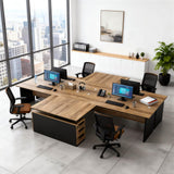 63” L Shaped Executive Desk with Locking Drawer & Privacy Panel, Solid One-Piece Office Desk