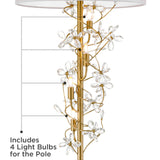 Possini Euro Design Vivant Modern Glam Luxury 71 1/2" Tall Standing Floor Lamp Large 8-Light Crystal Spray LED Dimmable Metal Soft Gold Finish Living Room Bedroom House Reading Office Home Décor