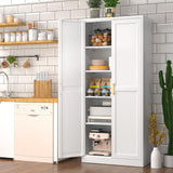 Polup 71" White Metal Kitchen Pantry Storage Cabinet with Doors and Shelves