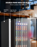 Icyglee Beverage Refrigerator Cooler, 126 Can Mini Fridge with Glass Door for Wine, Soda Beer, Beverage Cooler for Home, Bar, Office with Adjustable Removable Shelves, Black