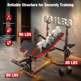 6-in-1 Foldable Weight Bench Set, 1695LBS Adjustable Workout Bench/Barbell Rack/Curl Pad, Bench Press, Leg Extension and Curl machine
