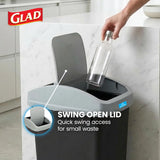 3 Pack | Linkable Waste and Recycling Bin with Swing Top and Lift Up Lid, for Kitchen, Office, Home