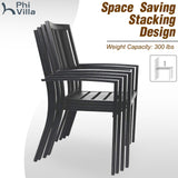 PHI VILLA Patio Dining Set for 6, Stackable Chairs&Wood-Like Table