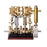MechPuConToy Engine Model Kit That Works, Vertical Two-Cylinder Reciprocating Steam Engine Model with Oil Cup Support Forward and Reverse Rotation for 80-120CM Steam Model Ship (Boiler Not Included)