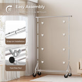 HYSEYY Clothes Rack, Rolling Clothing Rack for Hanging Clothes, Metal Portable Garment Rack with Sturdy Wheels, Coat Rack Wardrobe Closet Load 350 LBS for Bedroom Laundry Room (Sliver, L)