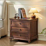 Joaxswe Farmhouse Nightstand Set of 2 with Charging Station, 24" Wide End Table with 3 Drawers,Dresser for Bedroom,Bed Side Table Chest of Drawers Cabinet,Wood Brown Night Stand for Living Room
