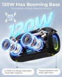havit Outdoor Bluetooth Speaker, 120W Peak Loud Speakers with Deep Bass, Portable Wireless Speaker IPX6 Waterproof, RGB Light, 12H Playtime, TWS Stereo, EQ, for Party, Beach, Camping, Backyard, Garage