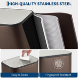 GarveeHome 3.2 Gal Stainless Steel Bathroom Trash Can with Lid, Brown