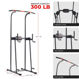 Sunny Health & Fitness Multi-Function Compact Power Tower 300 LB Weight Capacity Strength Training Fitness Equipment with Captains Chair, Dip Station, Pull Up Bar, Push Up & Core Workout - SF-XF924016