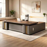 L Shaped Office Workstation with Power Outlet, Storage and CPU Cabinet