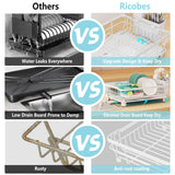 Dish Drying Rack - Space Saving Dish Rack - Dish Racks for Kitchen Counter with Drainboard, Rustproof Dish Drainer with Removable Utensil Holder, White