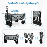 Yesker Foldable Wagon - 300lbs Collapsible Garden Carts with All Terrain Wheels for Outdoor Camping Sports Shopping Gardening (Gray)