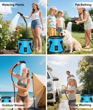 2026 Upgraded Portable Shower for Camping, Rechargeable Camping Shower Pump with 20L Collapsible Bucket, Camping Shower Light, IPX8 Waterproof Outdoor Shower for Camping, Hiking, Traveling, Washing