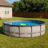 Heavy Duty Frame Above Ground Swimming Pool, CaliFun 18' Round 52" Tall – Rugged 30 mil Liner, Powder‑Coated HD Steel Frame, Easy Setup, Includes Pump, Sand Filter, Skimmer and Pool Cleaner