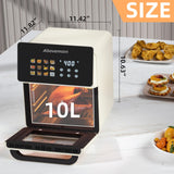 AboveMoon 10L Large Xl Pro Air Fryer Oven With Grill Combo For Kitchen Countertop Use,12 in 1 Smart Convection Ovens,AirFryer With Glass View Window,Nonstick Basket,Fryer Liners,Removable Door-White