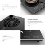 Double Induction Cooktop, 110V 4000W Electric cooktop, Hot Plate LED Sensor Touch Energy-Saving Portable Induction Cooktop VBGK