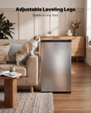 Upstreman 3.2 Cu.Ft Mini Fridge with Freezer, Single Door Compact Refrigerator, Adjustable Thermostat, Small Refrigerator for Dorm, Bedroom, Office, Stainless Steel-SR321