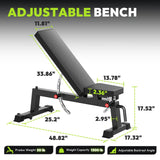 HANDBODE Adjustable Weight Bench for Full Body Workout, 1300 lb Weight Capacity Bench Press Bench of Home Gym Strength Training, Incline Upright Flat Utility Workout Bench with 40 lb Dumbbells