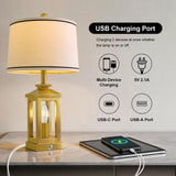 G-SAFAVA 24" Table Lamps for Living Room Bedroom Modern Gold Bedside Lamps Set of 2 Nightstand Lamps for Night Stands 3 Way Dimmable Touch Lamp with USB C+A Ports and 2 Light Sources, 4 Bulbs Includes