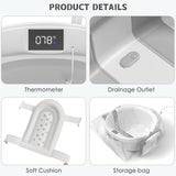 Himold Collapsible Baby Bathtub for Newborn to Toddler 0-36 Months, Spacious Foldable Infant Bath Tub with Thermometer, Cushion & Drain Hole, Portable Travel Tub Grey