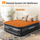 CHERIMOR Queen Air Mattress with Built-in Pump, 800 lbs Max Support, Stable Edges Design, 48-Hour Leak-Tested Durable PVC, 3-Min Fast Inflation, Portable Inflatable Bed for Home Guests & Travel