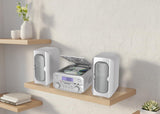Magnavox 3-Piece Compact CD Shelf System with Digital FM Stereo Radio, Bluetooth Wireless Technology, and Remote Control in Silver | LCD Display | AUX Port Compatible