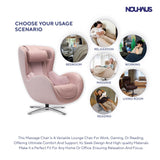 Nouhaus Classic Massage Chair with Ottoman – Pink Leather Recliner with Percussive Shiatsu Massager, Built-in Speaker & Full Body Spot Massage – Ultimate Comfort for Home & Office