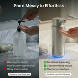 GentleJet CrystalJet Automatic Liquid Soap Dispenser – Touchless Sensor, Stainless Steel, USB-C Rechargeable, Waterproof Kitchen & Bathroom Countertop Soap Dispenser, 300 ml