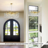 kvtinmty Modern Crystal Chandeliers for Dining Room Over Table, 40" Round Gold Tree Branche Chandelier, Large Crystal Chandelier for Living Room,High Ceiling,Foyer,Entryway,Kitchen Island,Staircase