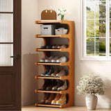 sdowens 7-Tier Vertical Shoe Rack, Bamboo Free Standing Shoe Rack Shelf, Shoe Storage Stand, Entryway Shoe Tower, Vertical Shoe Organizer for Narrow Closet, Entryway, Hallway