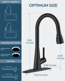 FORIOUS Black Kitchen Faucet with Pull Down Sprayer, Classic High Arc Stainless Steel Faucet for Kitchen Sink, Single Handle for 1 or 3 Hole Decks for RV Bar Farmhouse Laundry Camper