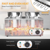 ROVSUN 30QT Commercial Soup Warmer, Electric Food Warmer Steam Table, 1500W Countertop Bain Marie with Four 7.4QT Pots, 86~185°F Adjustable Temperature, Lid and Tap for Buffet Restaurant