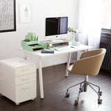 Poppin Stow 3-Drawer File Cabinet - White, 2 Utility Drawers and 1 Hanging File Drawer