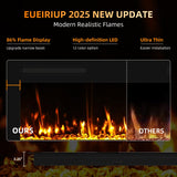 Eueiriup Electric Fireplace 72” Recessed and Wall Mounted Fire Places with Remote Control, Screen Control,Adjustable Flame Colors and Speed