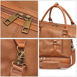 Leather Travel Duffle for Women Men Weekender Overnight Carry Weekend Duffel Bag with Shoe Pouch