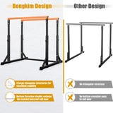 Bongkim Dip Bar, Heavy Duty Dip Station with 7 Height Levels, 800lbs Adjustable Parallel Bars for Tricep Dips Pull-Ups L-Sits Calisthenics Exercises Strength Training (Orange)