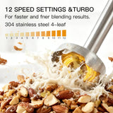 MegaWise Blender Handheld 12-Speed Stainless Steel Electric Hand Blender, 3 in 1 Immersion Handheld Blender，with Sturdy Titanium Plated Stainless Steel Blades(black)