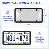 License Plate Protector 2PCS, Clear License Plate Cover & Frames, Rust-Proof Auto Car License Plate Covers and Frames Holder with Screws & Caps, Universal Tag Cover for License Plate (Black)