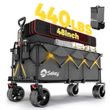Sekey 48''L Collapsible Foldable Extended Wagon with 440lbs Weight Capacity, Heavy Duty 300L Folding Utility Garden Cart. Grey