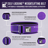 Self-Locking Weight Lifting Belt | Premium Weightlifting Belt for Serious Functional Fitness, Weight Lifting, and Olympic Lifting Athletes (Extra Small, Purple)