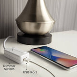 Possini Euro Design Ania Modern Table Lamp with Dimmer and USB Charging Port 31" Tall Clear Champagne Glass Off-White Tapered Drum Shade for Living Room Bedroom House Bedside Nightstand Office