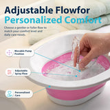 Pochik Electric Sitz Bath for Toilet Seat, Collapsible Portable Soaking Tub for Hemorrhoids and Postpartum Care, Automatic Flushing Sitz Bath Basin with Adjustable Flow - Magenta