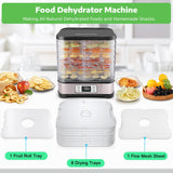 Homdox Food Dehydrator for Jerky & Fruit, 8 BPA-Free Trays, 72H Timer & Temp Control 158°F, 400W Dehydrator Machine for Herbs, Veggies, Meat, Dog Treats, Fruit Roll Sheet Included