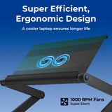 Executive Adjustable Laptop Stand for Desk w/2 Fans & 3 USB Ports, Ergonomic Foldable Laptop Holder Uncaged Ergonomics