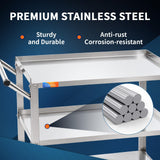 Treshin 3 Tier Stainless Steel Utility Cart, 19" W x 31.1" L x 33.58" H