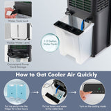 COSTWAY Evaporative Air Cooler, 3-in-1 Portable Swamp Cooler w/Fan & Humidifier, Air Cooling Fan w/ 360° Rotating Fan Blade, 3 Modes, 24 Speeds, 12H Timer, 2 Ice Packs, LED Display, Remote Control