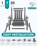 SERWALL Outdoor Rocking Chair Set of 4, HDPE Rocker for Adults, Grey